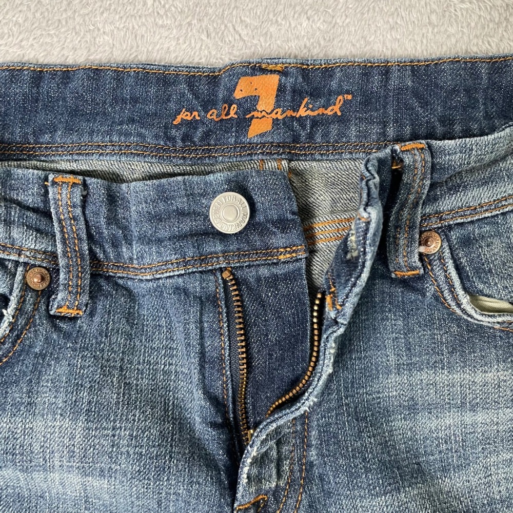 7 For All Mankind Flynt Bootcut Jean Womens 29 Blue A Pocket Lowrise Y2K Mcbling - Picture 4 of 11